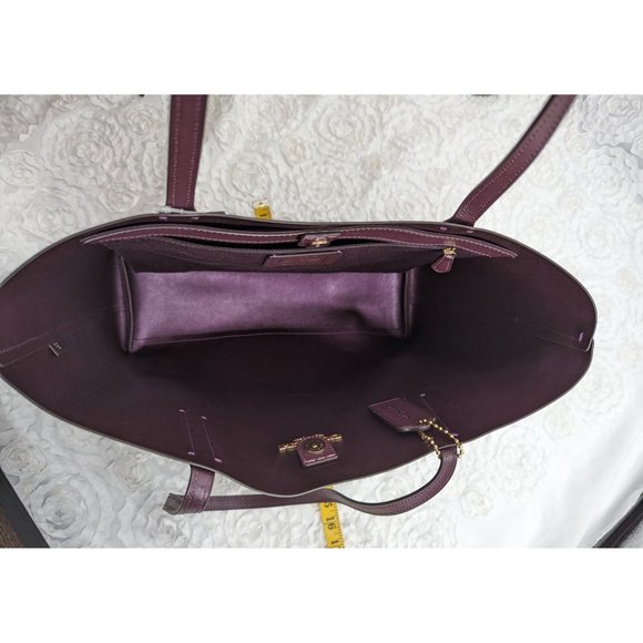 COACH BRAND NEW AVENUE TOTE RASPBERRY/METALLIC RASPBERRY/LIGHT GOLD $350 - Picture 9 of 11